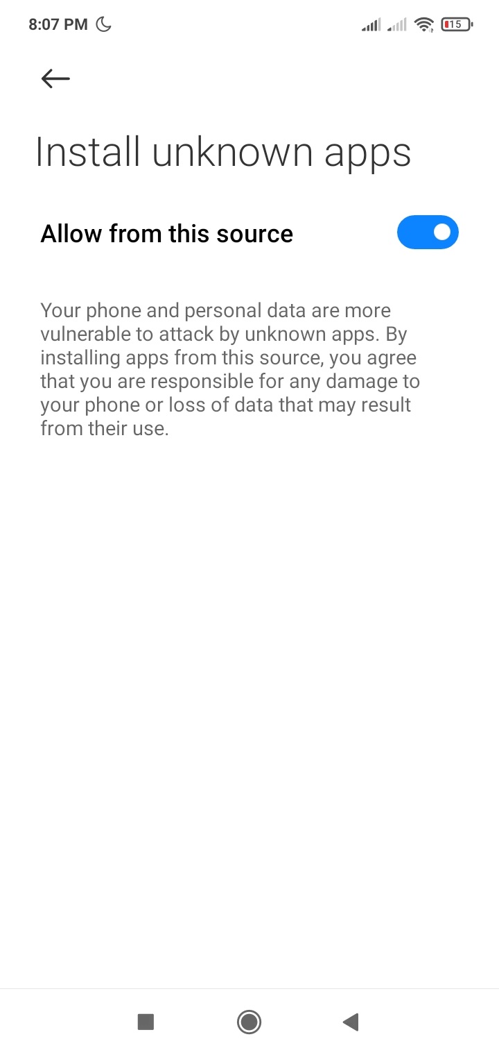 Allow installation from this source